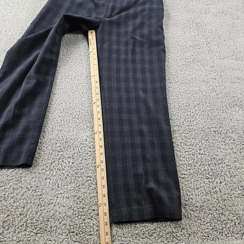 Banana Republic Dress Pants Mens 34x29 Blue Plaid Wool Blend Dark Academia
